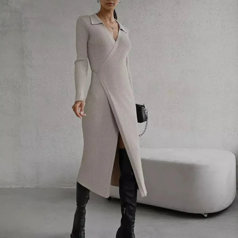 Slim Knitted Midi Dress - London Lake
