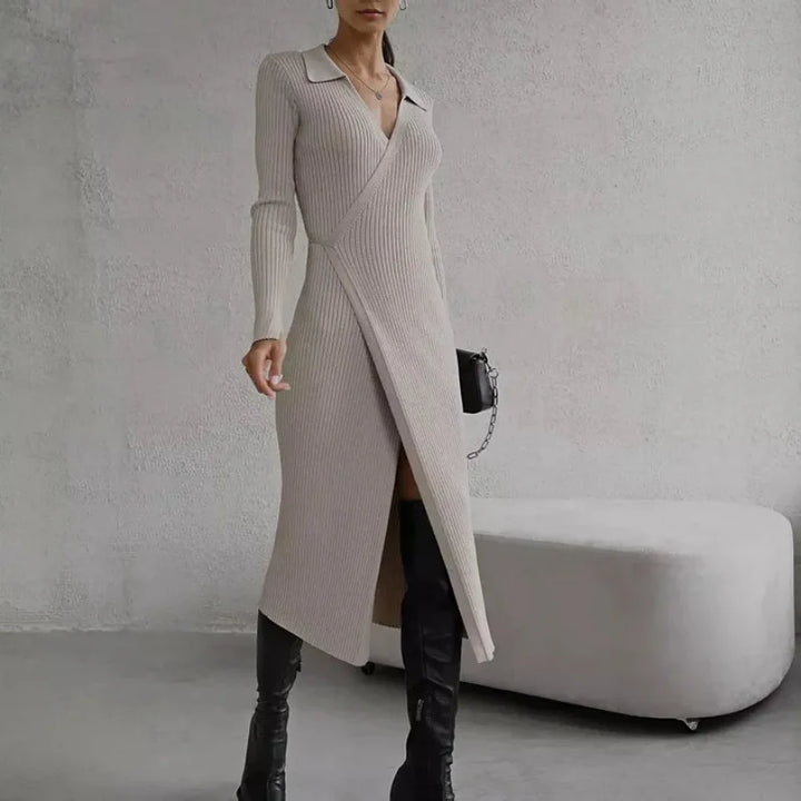 Slim Knitted Midi Dress - London Lake