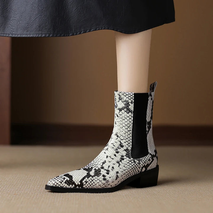 Aspen Snakeskin Leather Boots - London Lake