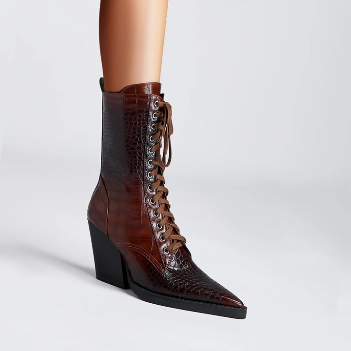 Westline Lace-Up Leather Boots - London Lake