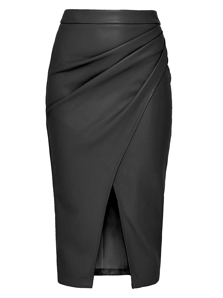 Overlayed Vegan Leather Skirt - London Lake