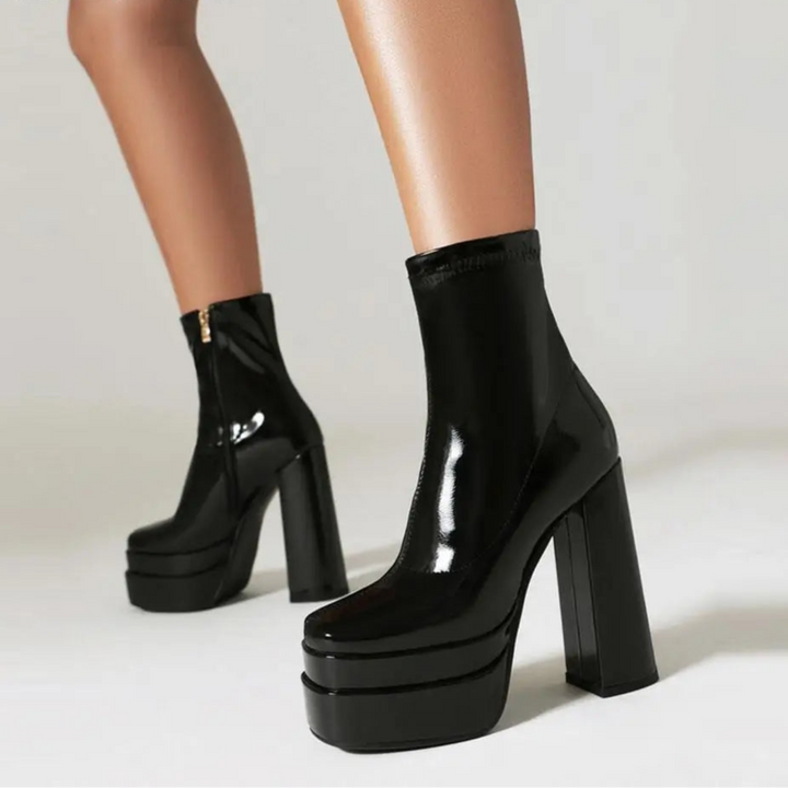 High Heeled Zipper Ankle Platform Boots - London Lake