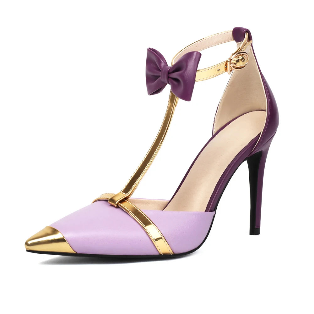 Ophelia Bow T-Strap Heels - London Lake