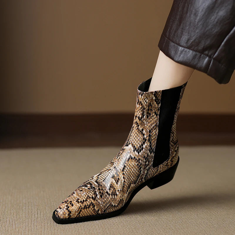 Aspen Snakeskin Leather Boots - London Lake