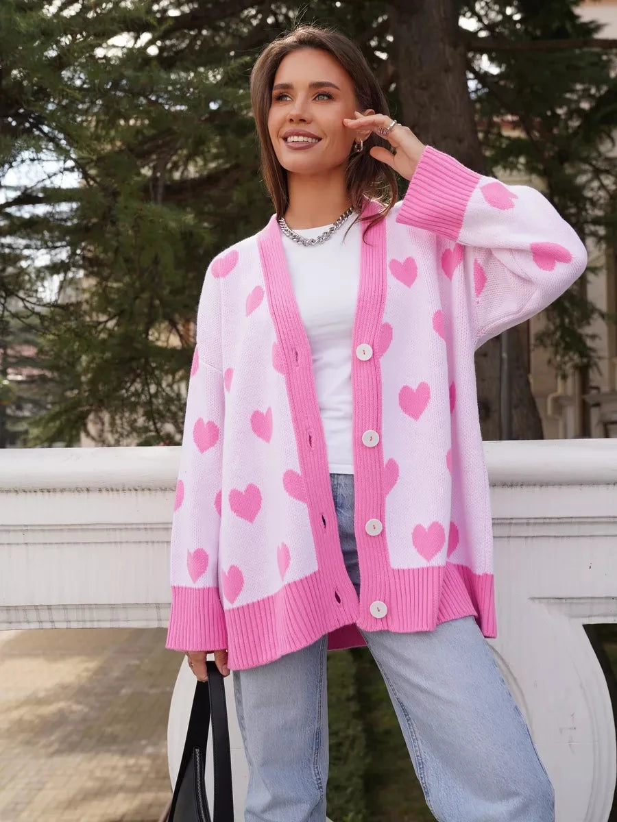 Aurora Heart Loose Fit Cardigan - London Lake