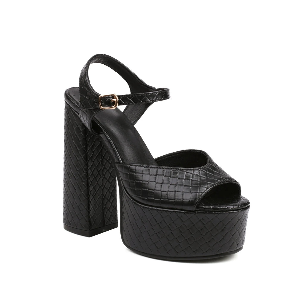 Aria Buckle Leather Heels - London Lake