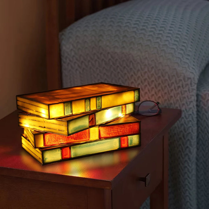 Stained Glass Book Lamp - London Lake