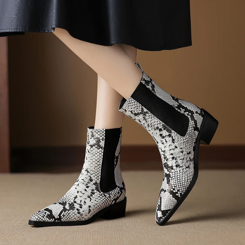 Aspen Snakeskin Leather Boots - London Lake