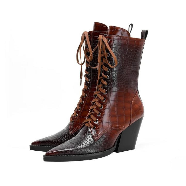 Westline Lace-Up Leather Boots - London Lake