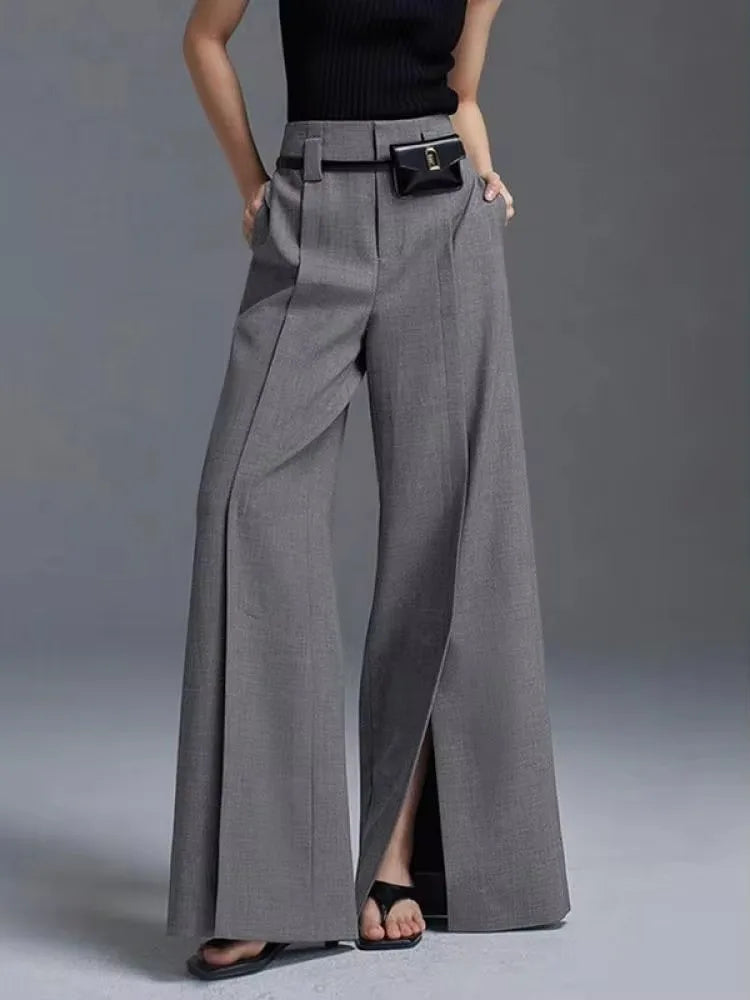 Leona High-Waisted Pleat Trousers - London Lake
