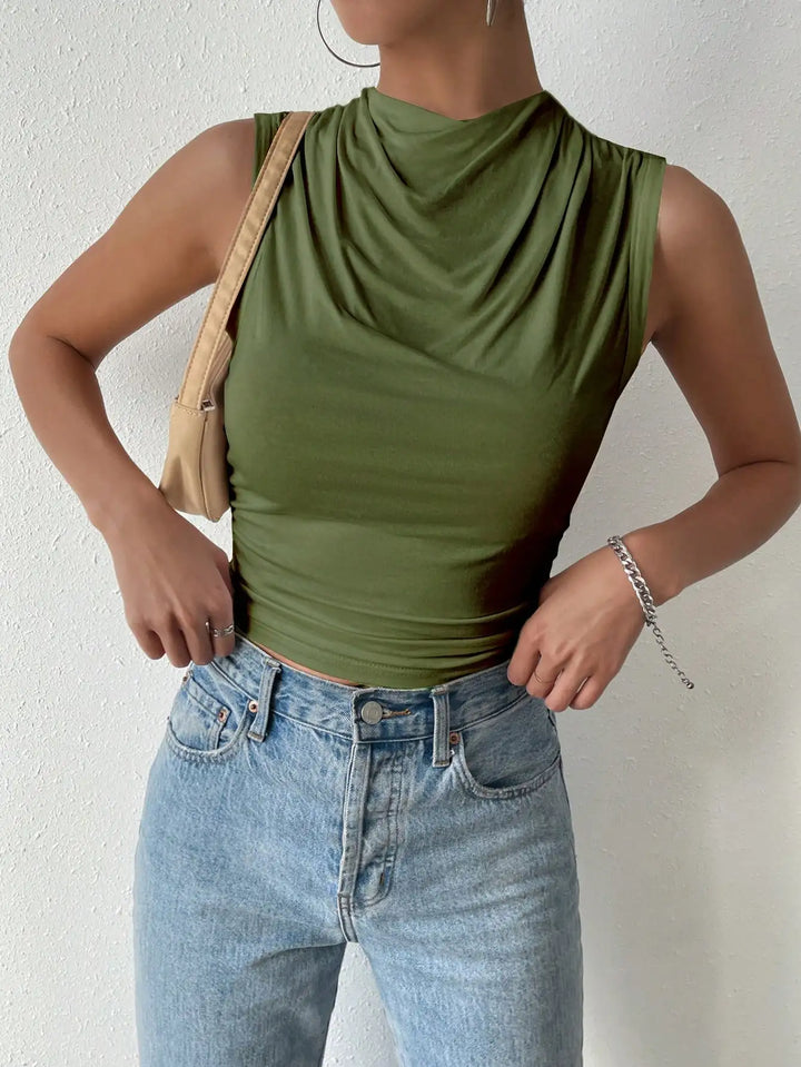 Paloma Mock Neck Tank - London Lake