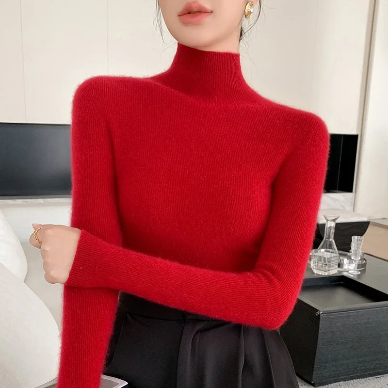 Helene Cashmere Mock Neck Sweater - London Lake