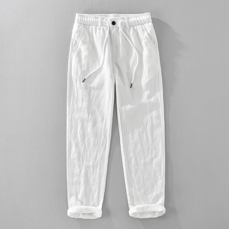 White pants on a gray background