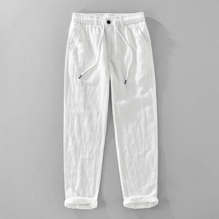 White pants on a gray background