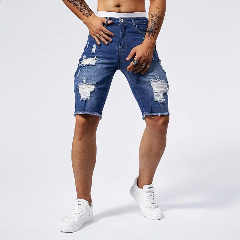 Distressed Denim Shorts - London Lake