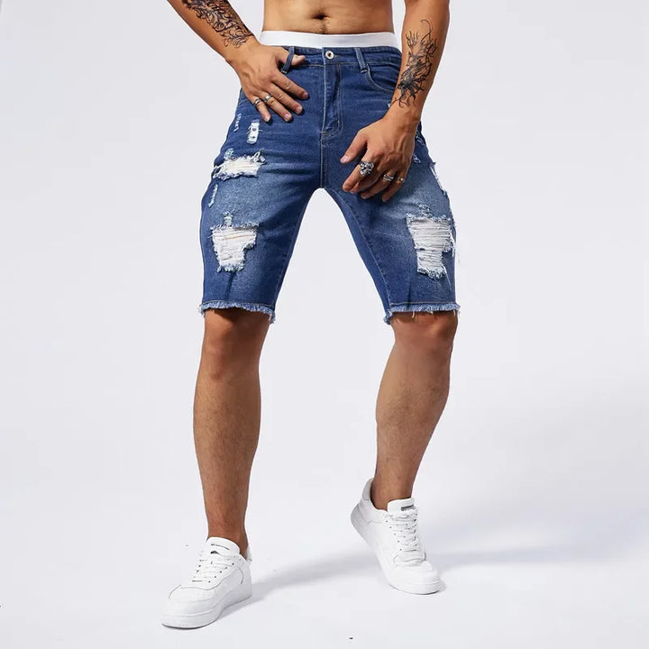Distressed Denim Shorts - London Lake