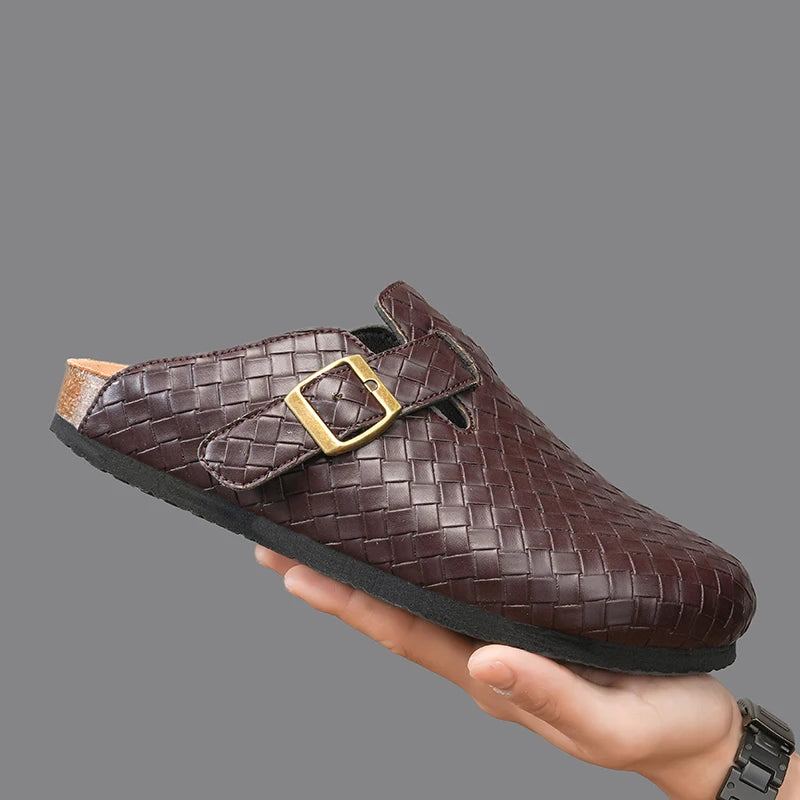 Lorenzo Woven Leather Clogs - London Lake