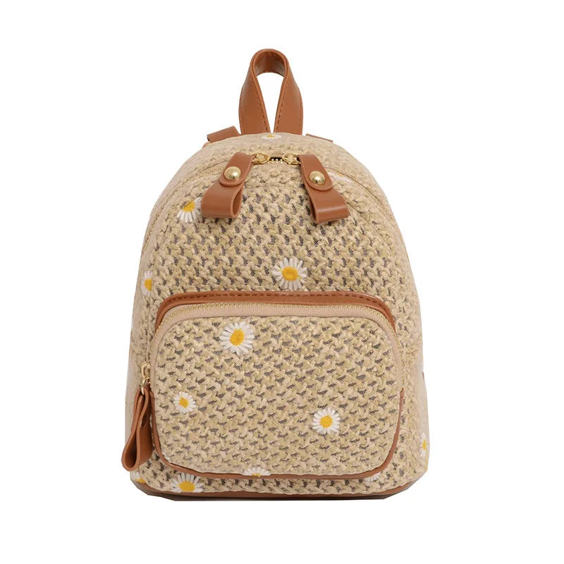 Woven Flora Embroidered Mini Backpack - London Lake