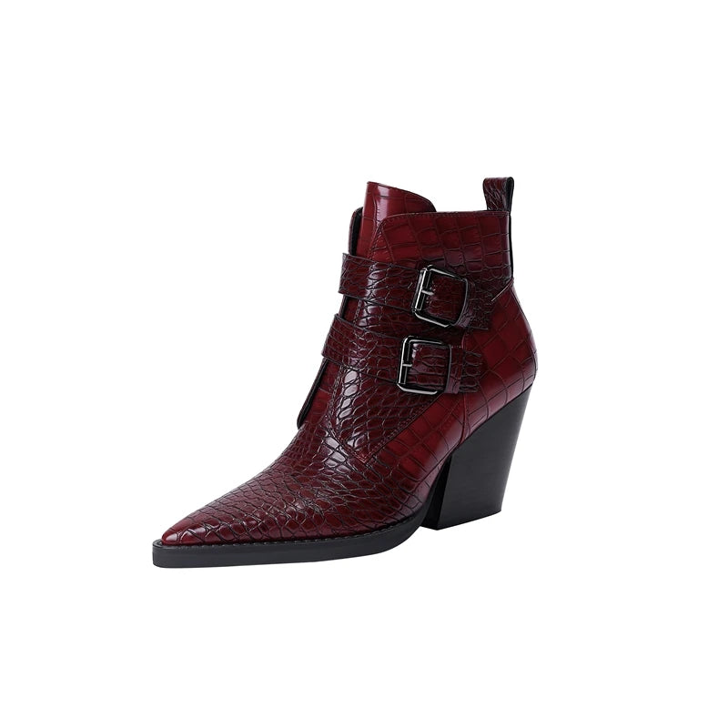 Westline Buckle Leather Boots - London Lake