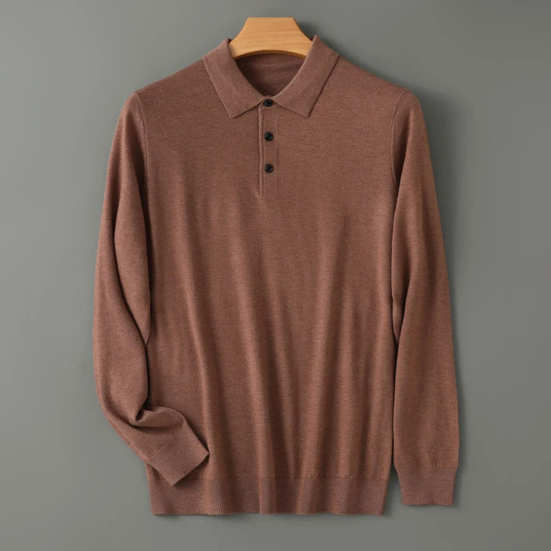 Ultimate Merino Cashmere Polo Sweater - London Lake