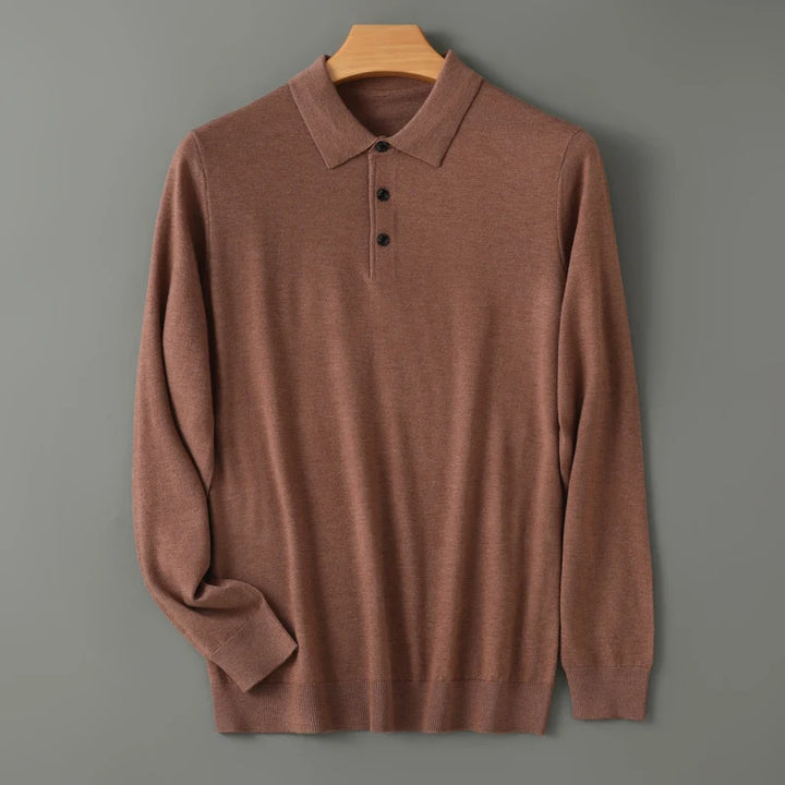 Ultimate Merino Cashmere Polo Sweater - London Lake