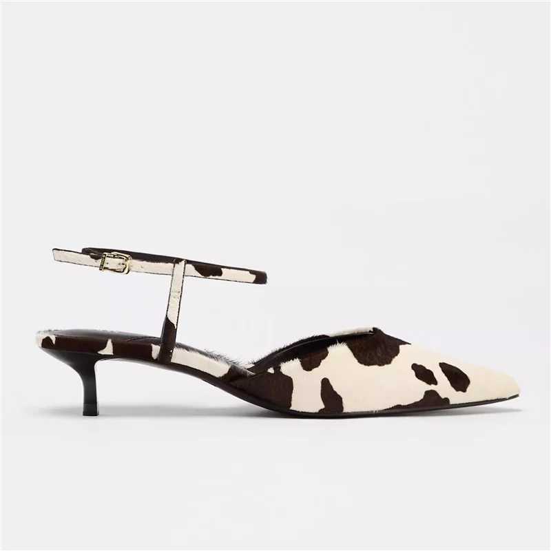 Leather Cowhide Slingback Heels - London Lake