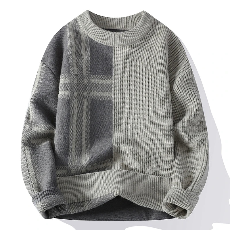 Driftwood Plaid Crew Knit Sweater - London Lake