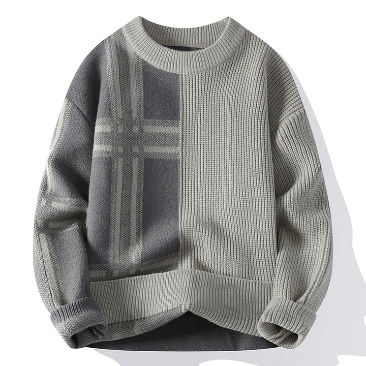 Driftwood Plaid Crew Knit Sweater - London Lake
