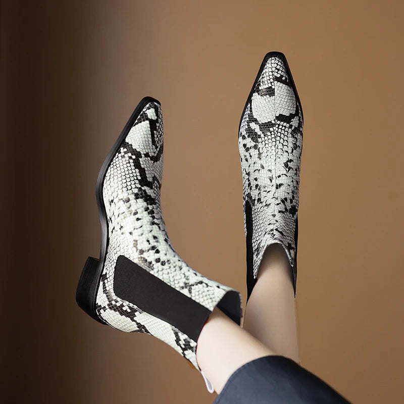 Aspen Snakeskin Leather Boots - London Lake