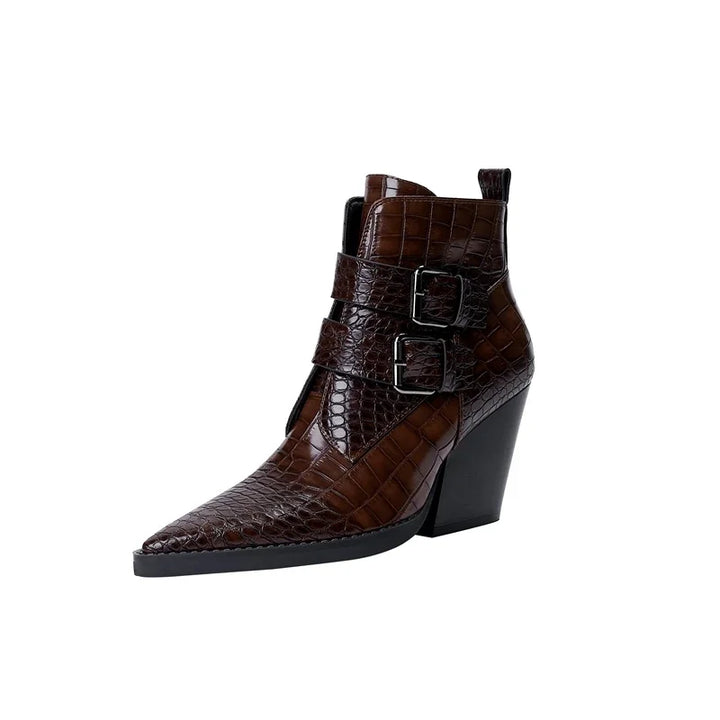 Westline Buckle Leather Boots - London Lake