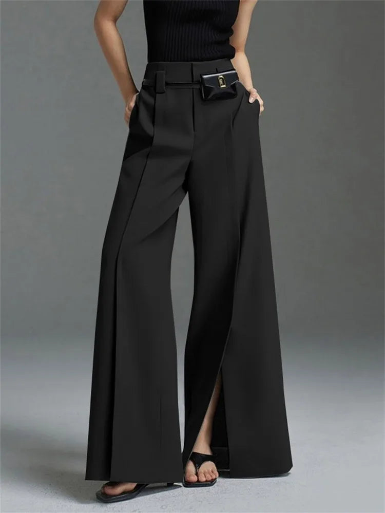 Leona High-Waisted Pleat Trousers - London Lake