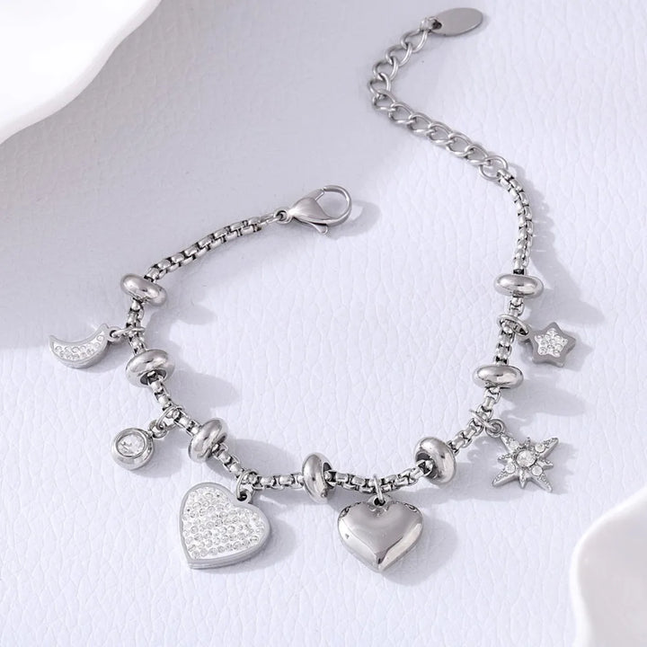 Nova Heart Charm Bracelet - London Lake