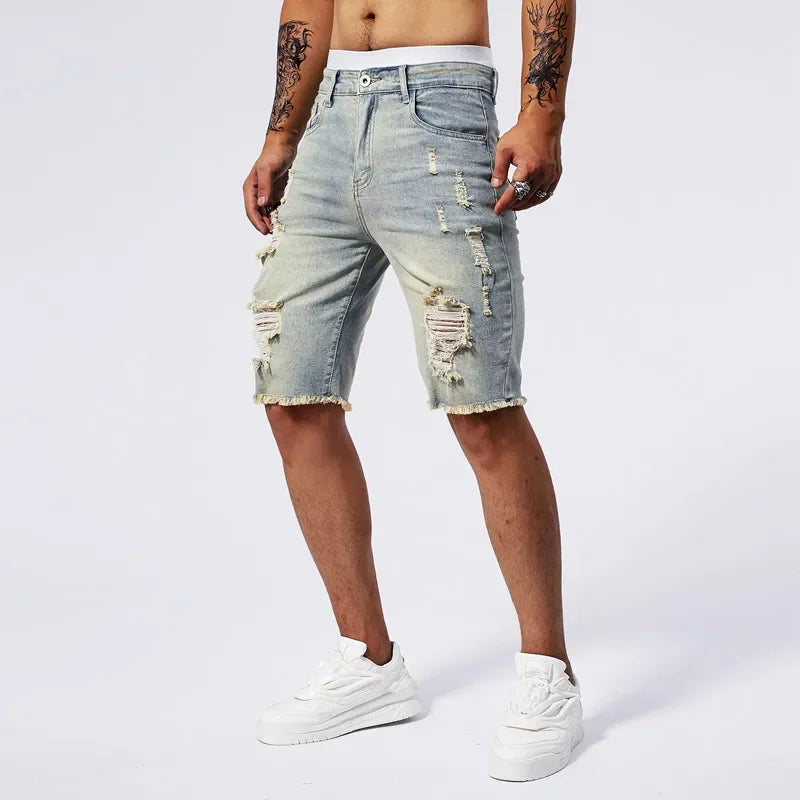 Distressed Denim Shorts - London Lake