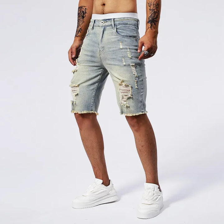 Distressed Denim Shorts - London Lake
