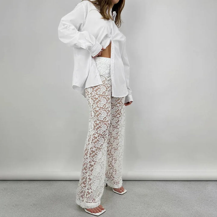 Celeste Sheer Lace Pants - London Lake