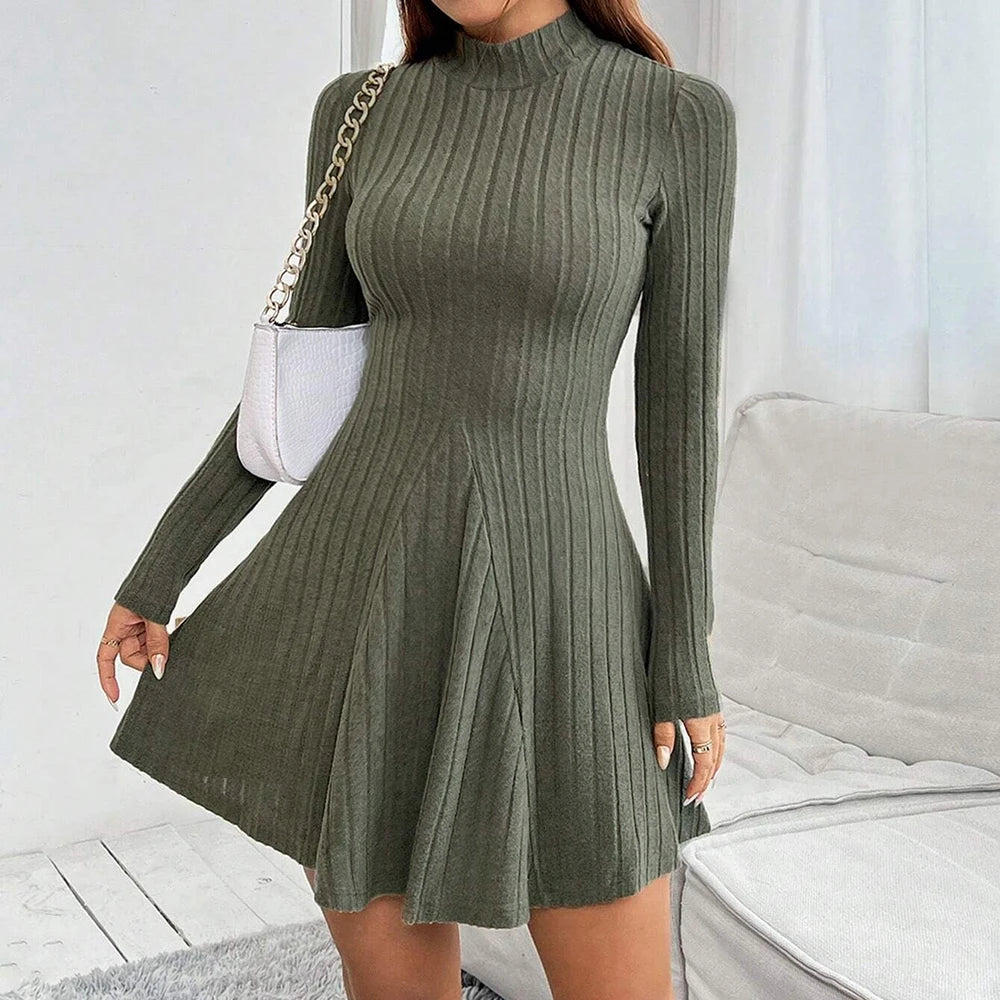 Mia Muse Mock Neck Knit Dress - London Lake