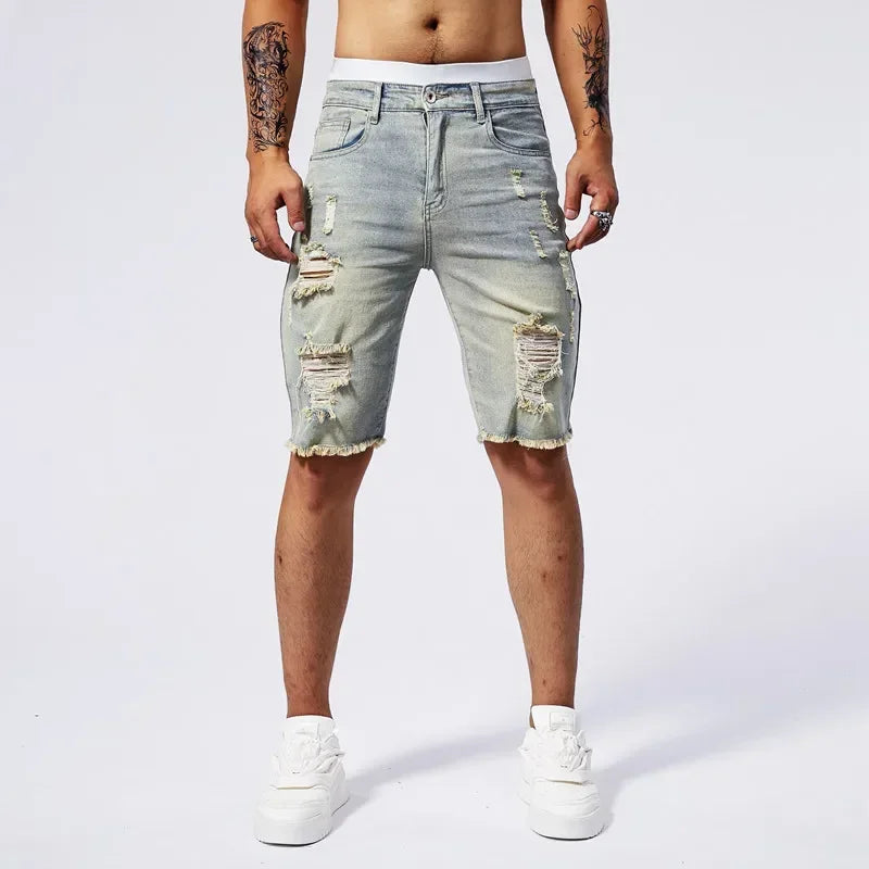 Distressed Denim Shorts - London Lake