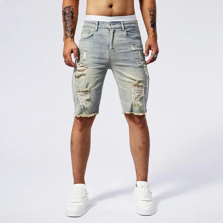 Distressed Denim Shorts - London Lake