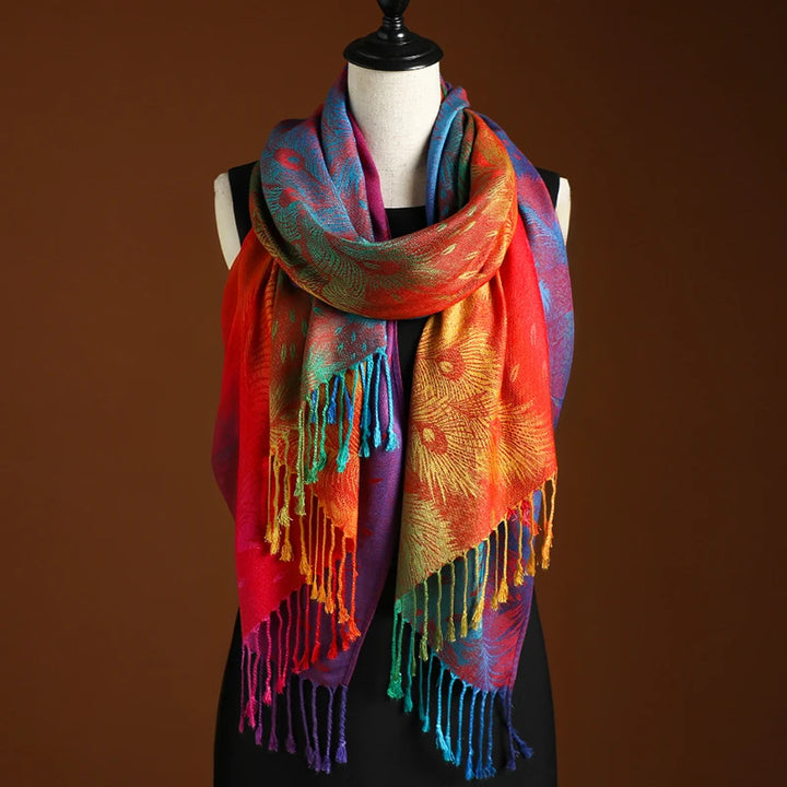 Wild Iris Tassel Scarf - London Lake
