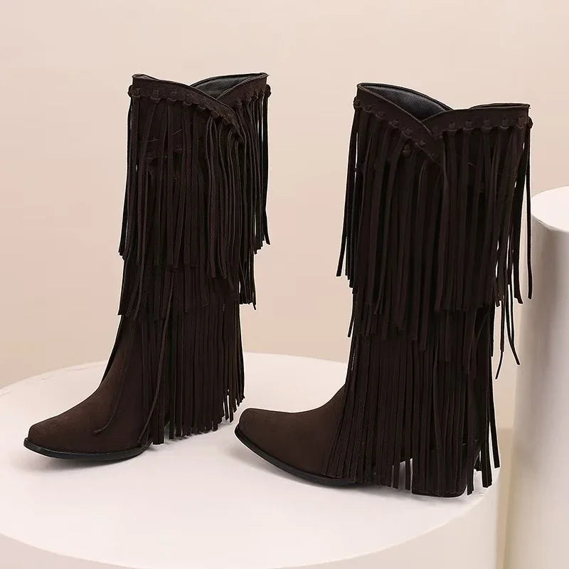 Savanna Fringe Tassel Boots - London Lake