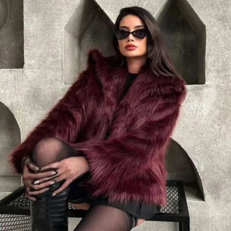 Alpine Grace Faux Fur Coat - London Lake