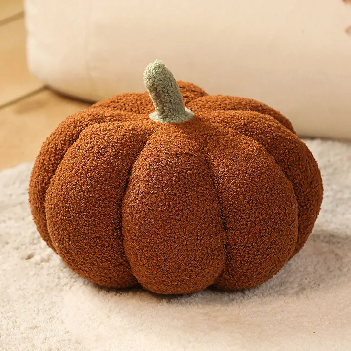 Textured brown pumpkin on a neutral background