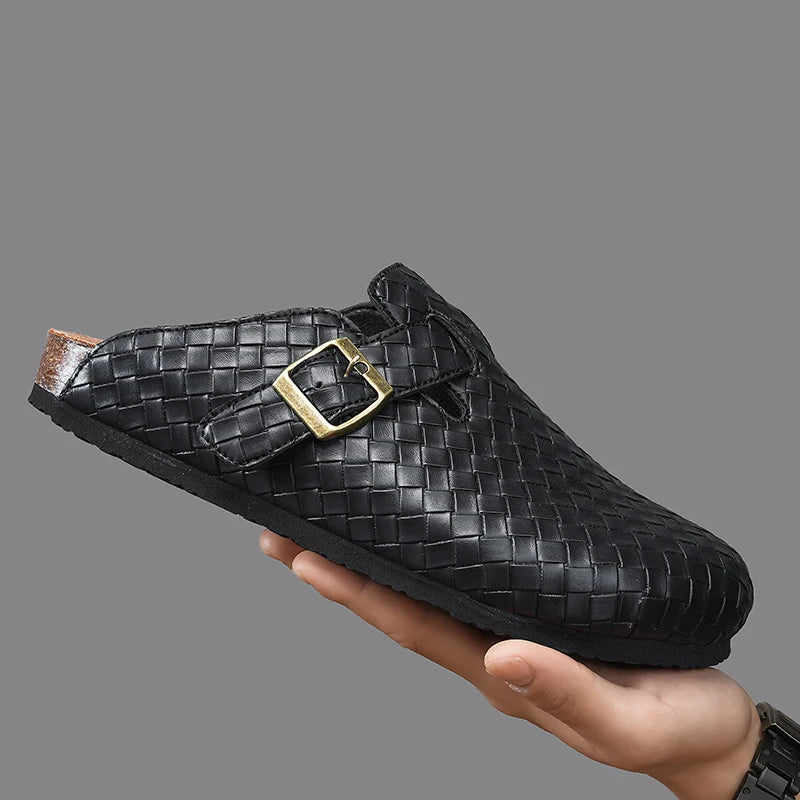 Lorenzo Woven Leather Clogs - London Lake