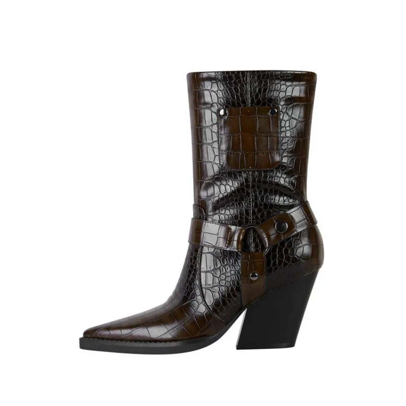 Westline Buckle Ankle Boots - London Lake
