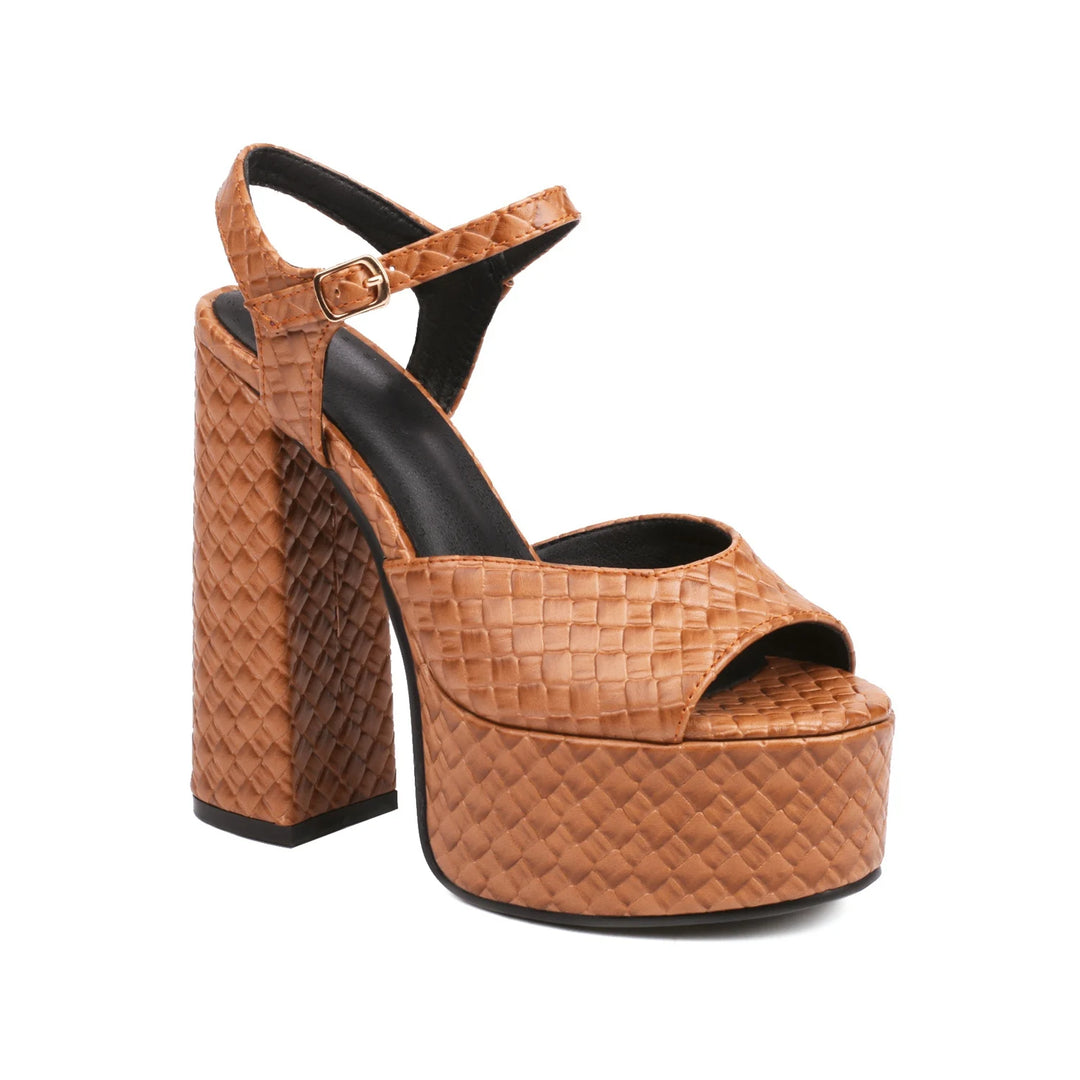 Aria Buckle Leather Heels - London Lake