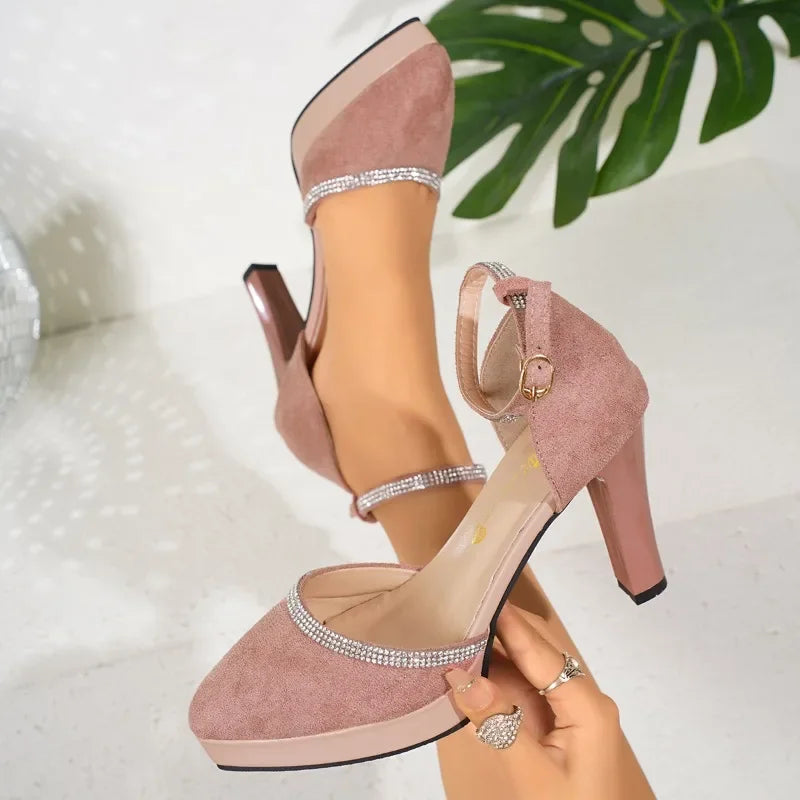 Suede Bloom Heels - London Lake