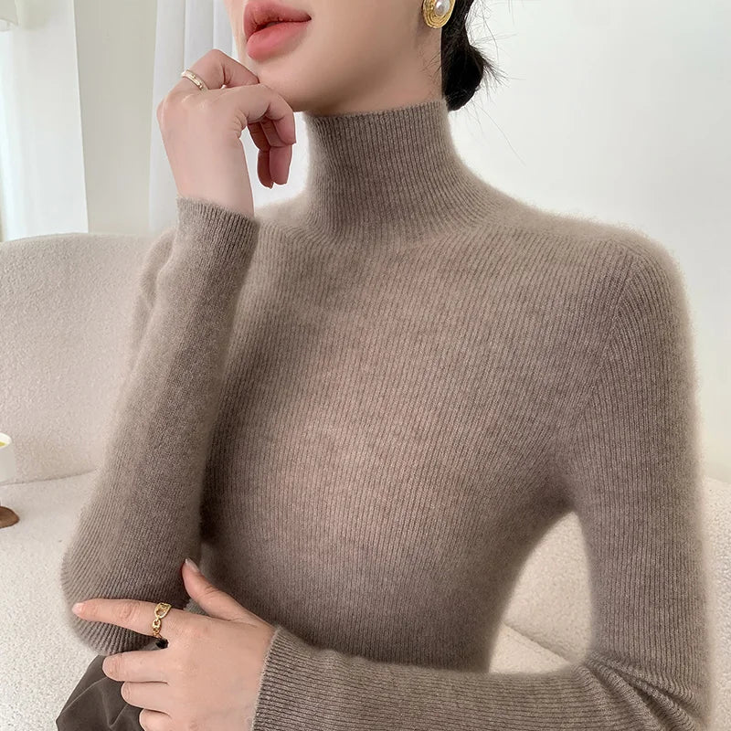 Helene Cashmere Mock Neck Sweater - London Lake