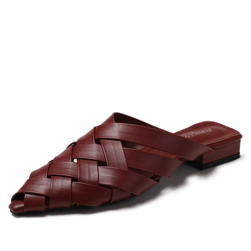 Sofia Woven Leather Mules - London Lake