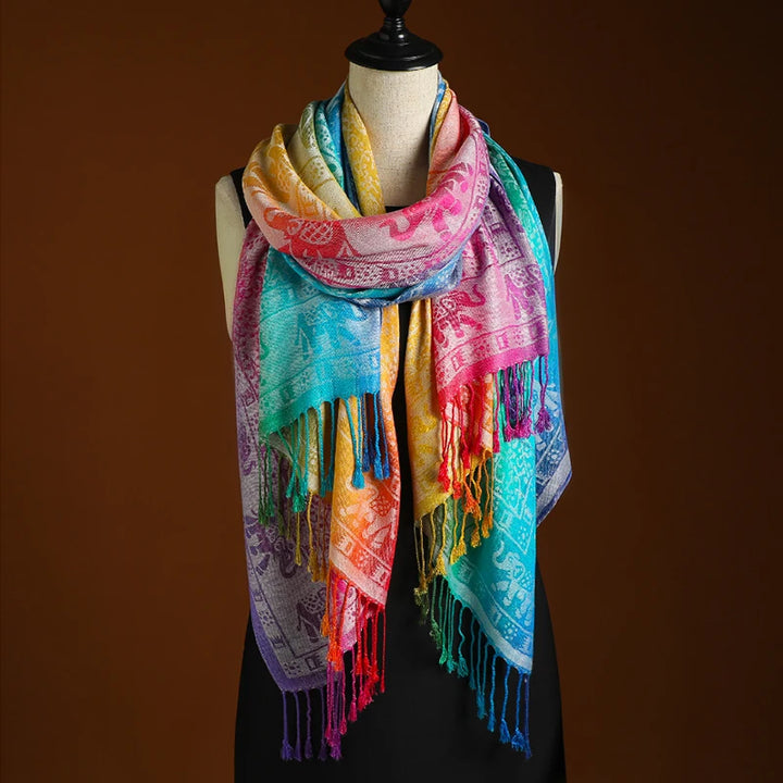 Wild Iris Tassel Scarf - London Lake