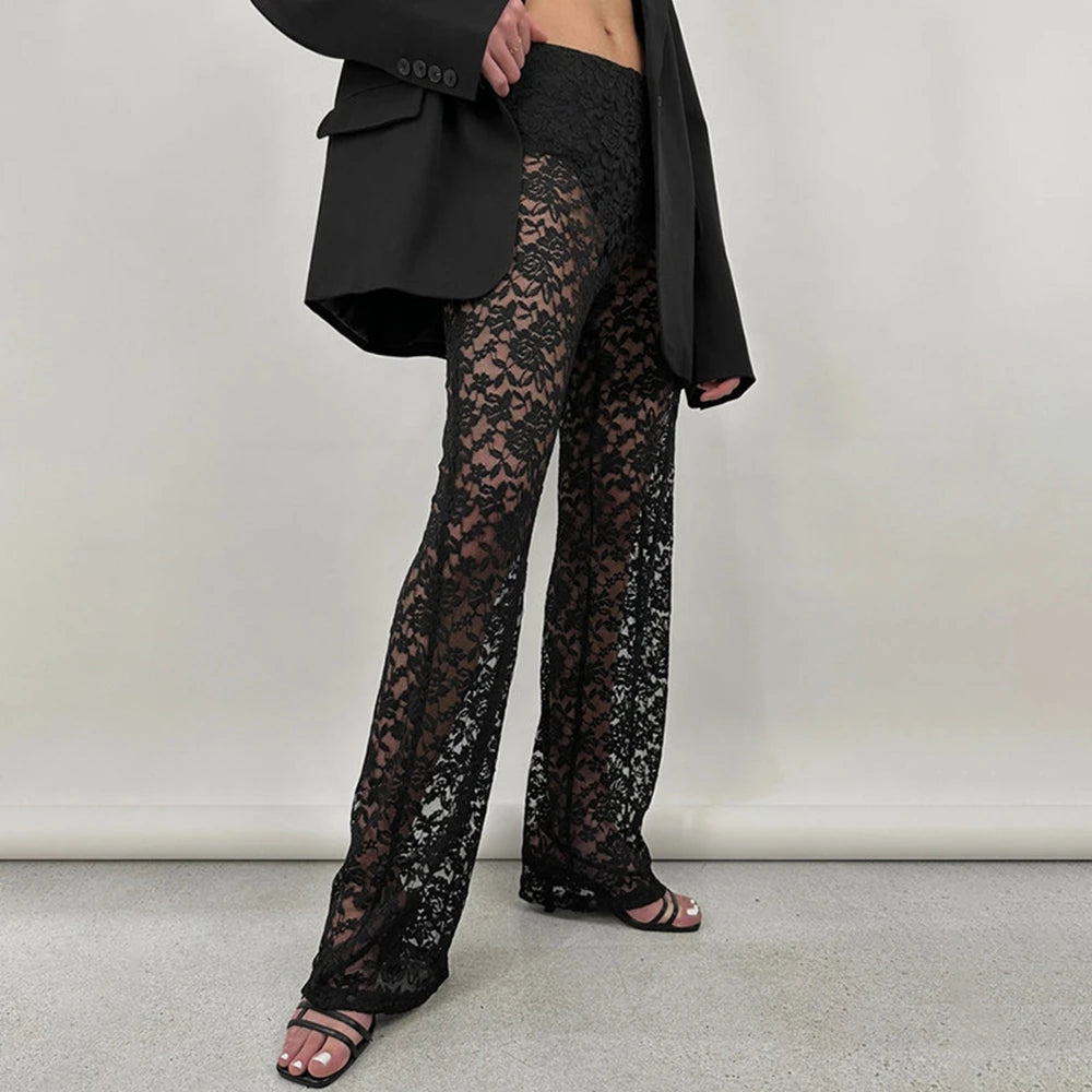 Celeste Sheer Lace Pants - London Lake